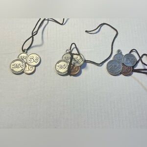 3 Longaberger 2003 Fathers Day Basket Pocket Change Basket Pewter Tie-On’s